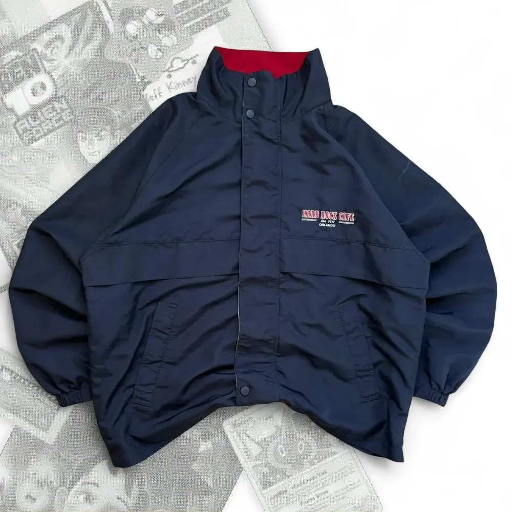 90’s Navy Blue & Red Graphic Hard Rock Cafe Orlando Zip Up
